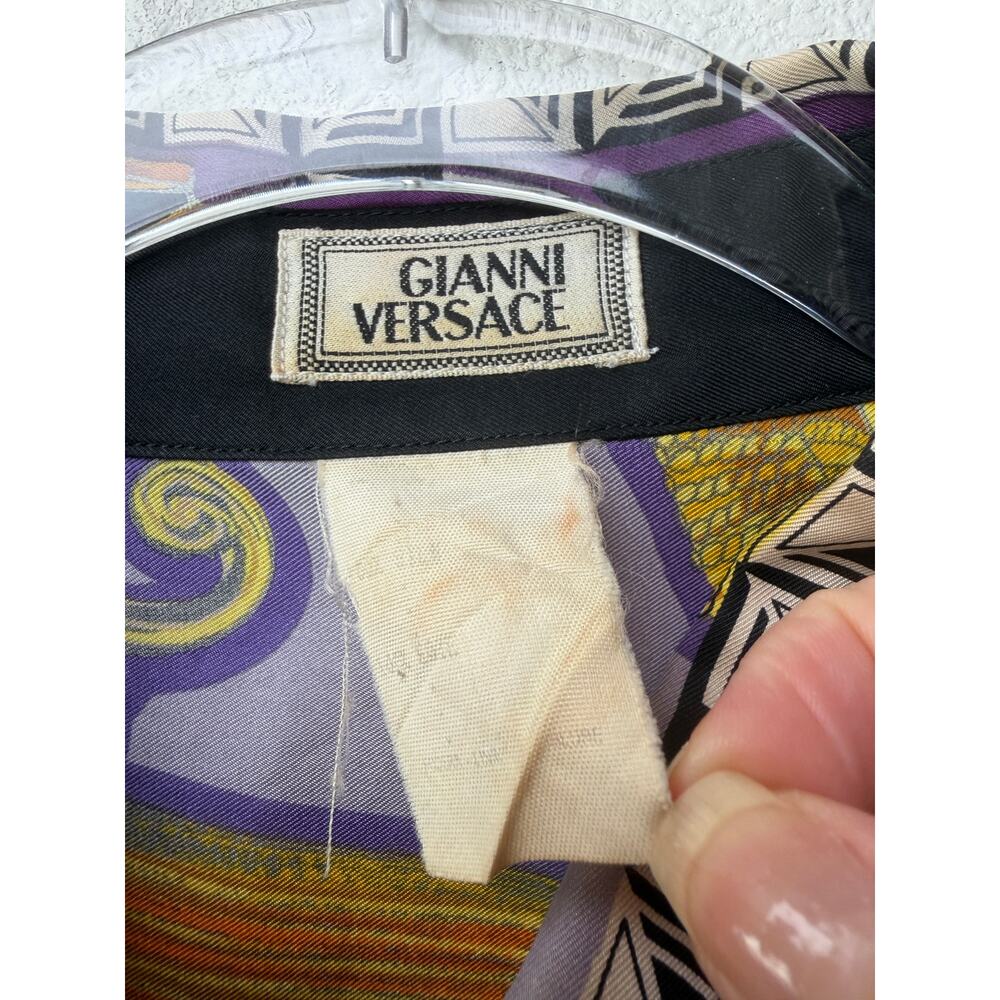 Gianni Versace Men's XL Purple Teatro Silk Shirt - Picture 12 of 15